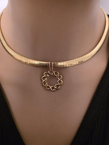 Gold Day Collar Choker Omega Chain Necklace, Permanent Locking Clasp Option, Intimate BDSM Jewelry