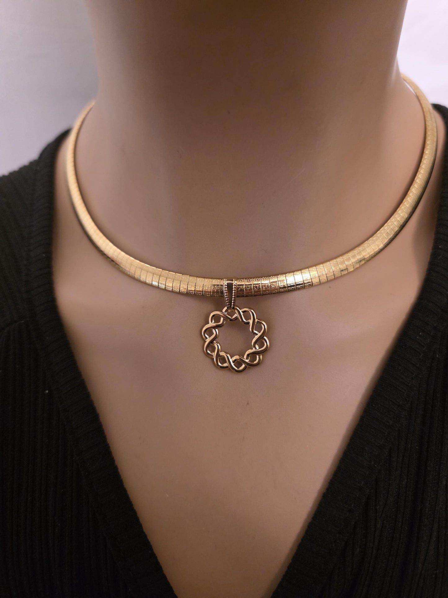 Gold Day Collar Choker Omega Chain Necklace, Permanent Locking Clasp Option, Intimate BDSM Jewelry