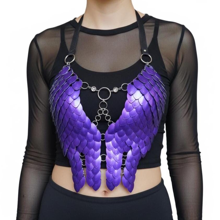 Halloween Festival Outfit Scalemail Corset Top, or Rave Viking, Dragon, Fairy Cosplay Costume, - QUALITY MADE in CANADA