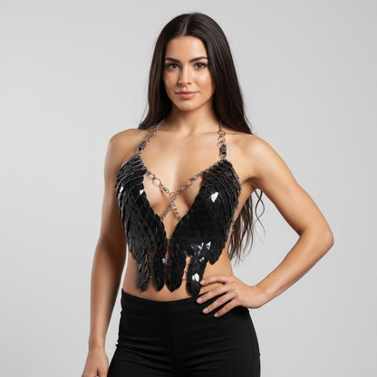 Halloween Festival Outfit Scalemail Corset Top, or Rave Viking, Dragon, Fairy Cosplay Costume, - QUALITY MADE in CANADA