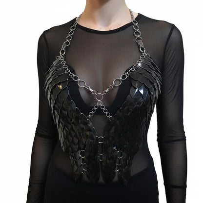 Halloween Festival Outfit Scalemail Corset Top, or Rave Viking, Dragon, Fairy Cosplay Costume, - QUALITY MADE in CANADA