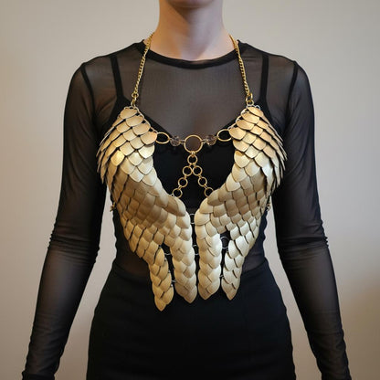 Halloween Festival Outfit Scalemail Corset Top, or Rave Viking, Dragon, Fairy Cosplay Costume, - QUALITY MADE in CANADA