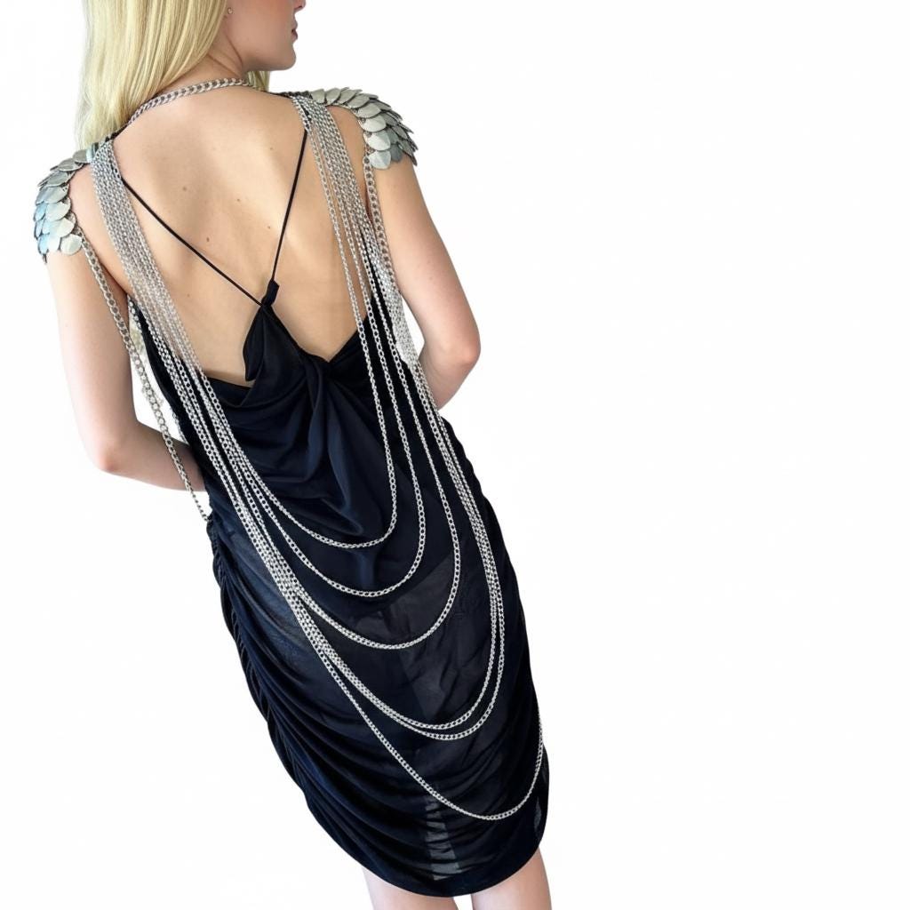 Halloween Viking, Dragon, Fairy Scalemail Cosplay Chainmail Festival Outfit Corset Rave Costume