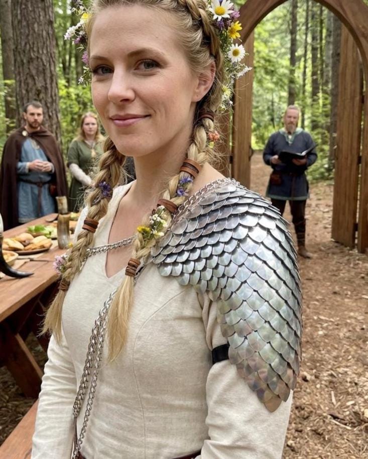 Viking, Dragon, Fairy Scalemail Cosplay Chainmail Renaissance Dress Festival Outfit Corset Shoulder Armor Rave Costume