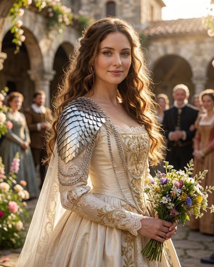 Viking, Dragon, Fairy Scalemail Cosplay Chainmail Renaissance Dress Festival Outfit Corset Shoulder Armor Rave Costume