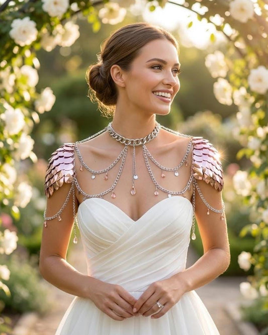 Halloween Viking, Dragon, Fairy Scalemail Cosplay Chainmail Festival Outfit Corset with Shoulder Armor Rave Costume