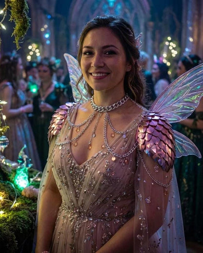 Halloween Viking, Dragon, Fairy Scalemail Cosplay Chainmail Festival Outfit Corset with Shoulder Armor Rave Costume