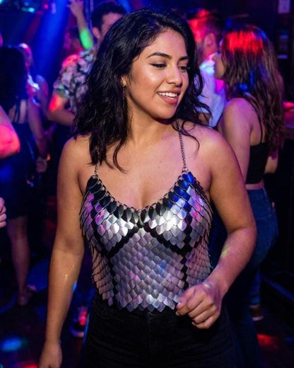 Halloween Metal Corset Top Festival Outfit Scalemail, , Rave Viking, Dragon, Cosplay Costume, - QUALITY MADE in CANADA