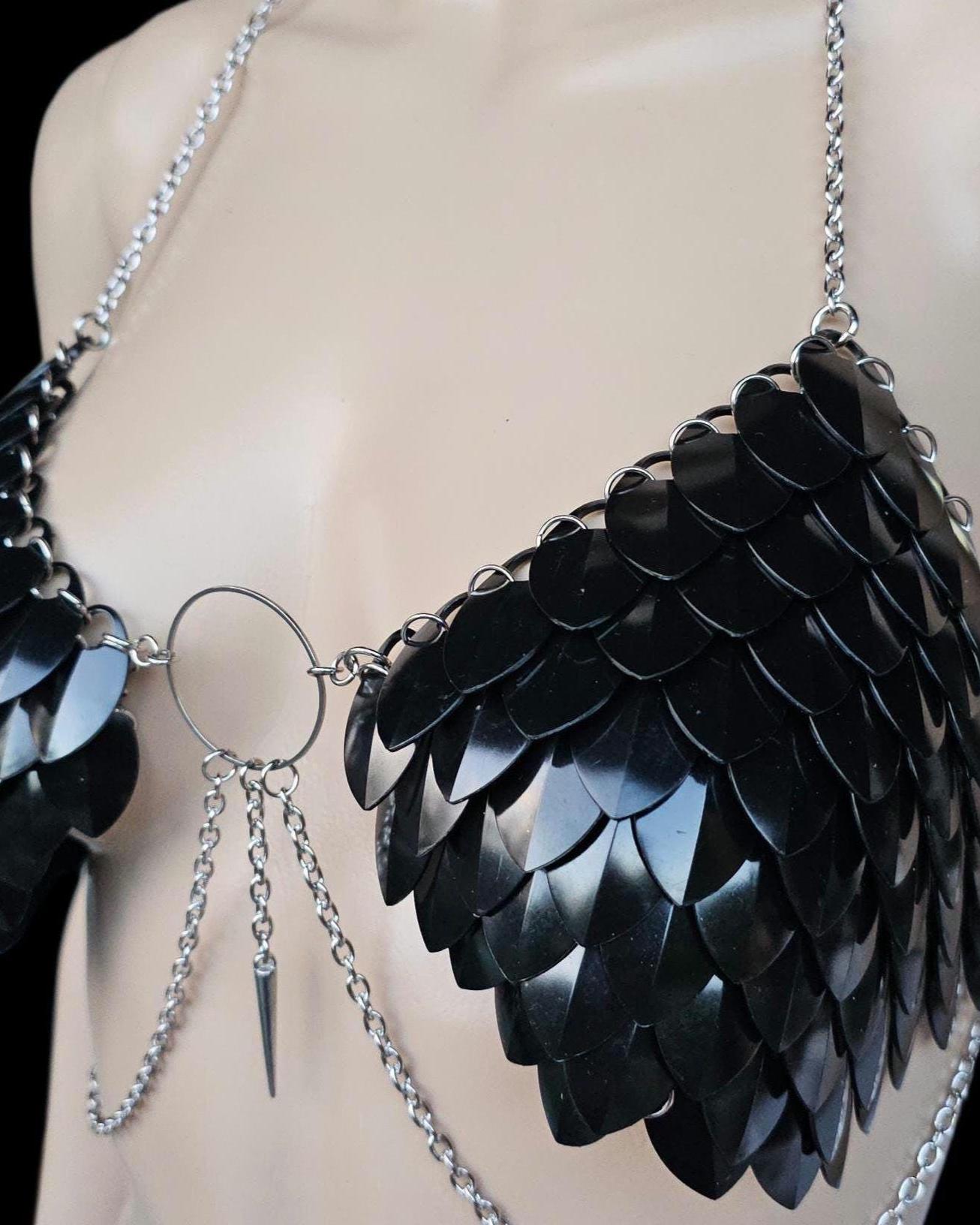 Halloween Festival Outfit Scalemail Corset Top, Concert Rave Viking Shield Maiden Armor, Dragon, Fairy Cosplay Costume - QUALITY MADE in CAN