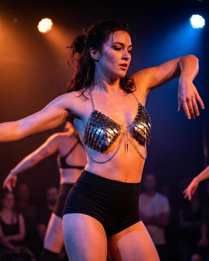 Halloween Festival Outfit Scalemail Corset Top, Concert Rave Viking Shield Maiden Armor, Dragon, Fairy Cosplay Costume - QUALITY MADE in CAN