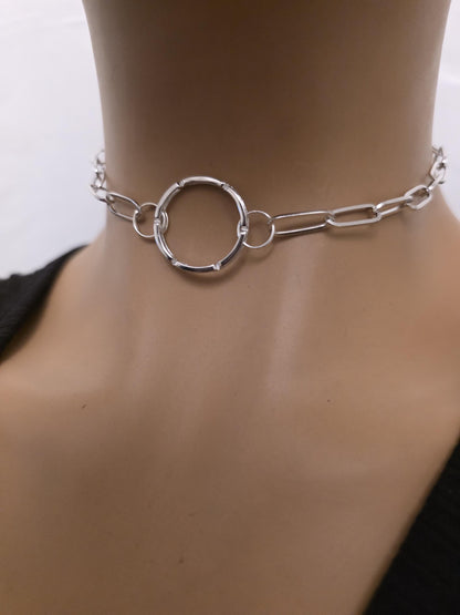 925 Solid Sterling Silver Day Collar Choker Necklace - Permanent Locking Option - Intimate Partner Jewelry