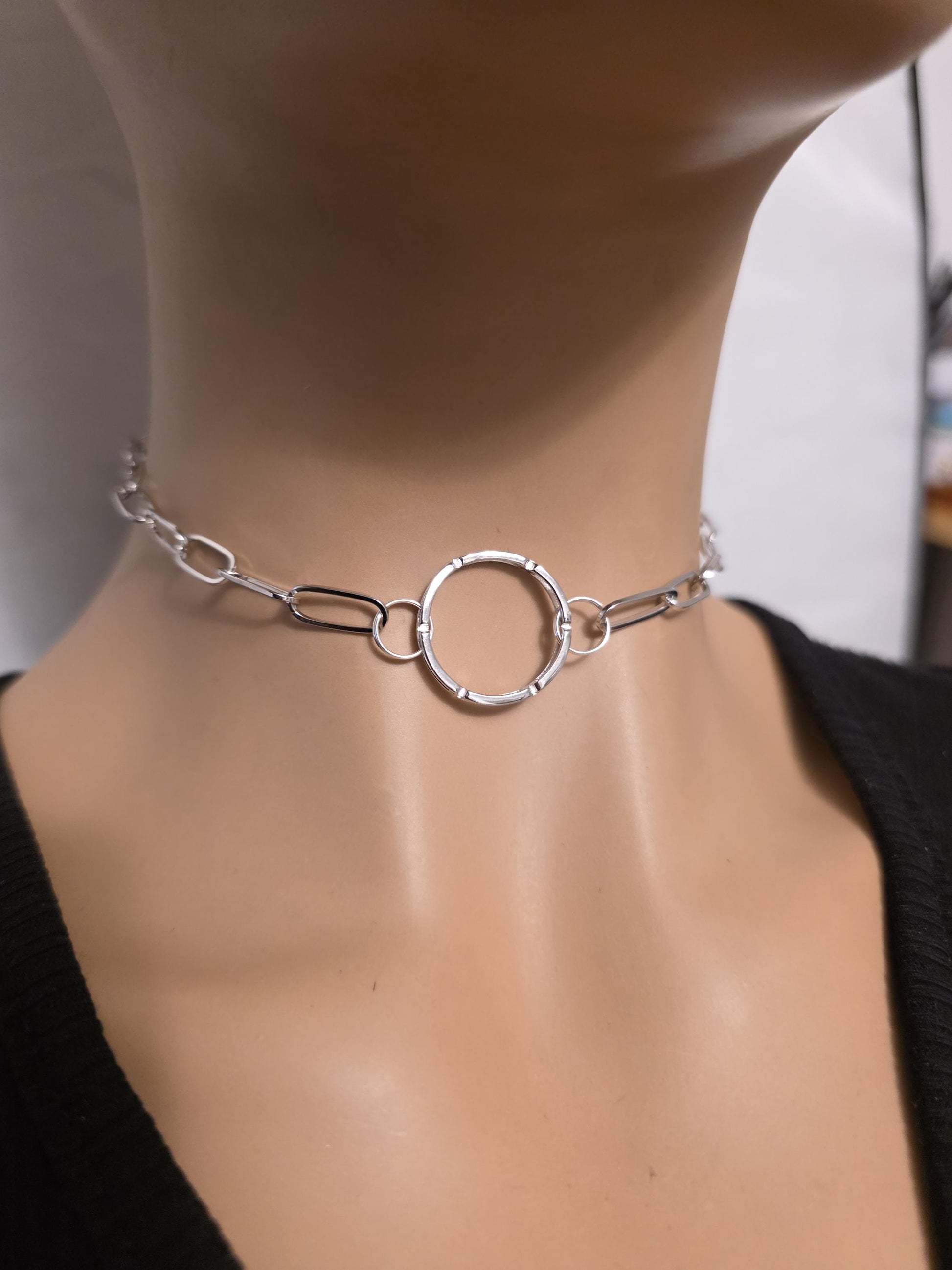 925 Solid Sterling Silver Day Collar Choker Necklace - Permanent Locking Option - Intimate Partner Jewelry