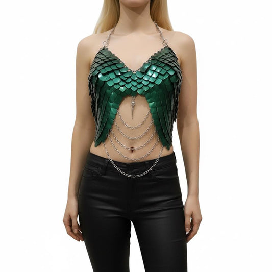 Metal Molded Breastplate Corset Armor, Fantasy Scalemail Dragon Scale Womens Armor, Royal Fae Gala Fairytale Costume, makes a great Viking or Fairy Cosplay