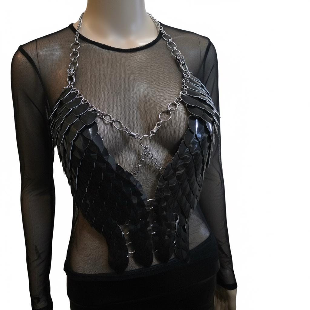 Halloween Festival Outfit Scalemail Corset Top, or Rave Viking, Dragon, Fairy Cosplay Costume, - QUALITY MADE in CANADA