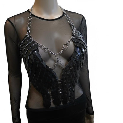Halloween Festival Outfit Scalemail Corset Top, or Rave Viking, Dragon, Fairy Cosplay Costume, - QUALITY MADE in CANADA