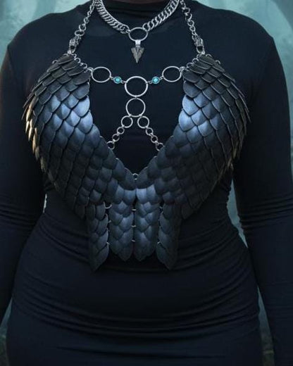 Halloween Festival Outfit Scalemail Corset Top, or Rave Viking, Dragon, Fairy Cosplay Costume, - QUALITY MADE in CANADA
