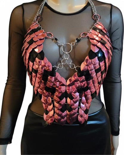Halloween Festival Outfit Scalemail Corset Top, or Rave Viking, Dragon, Fairy Cosplay Costume, - QUALITY MADE in CANADA