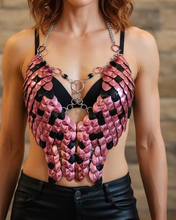 Halloween Festival Outfit Scalemail Corset Top, or Rave Viking, Dragon, Fairy Cosplay Costume, - QUALITY MADE in CANADA