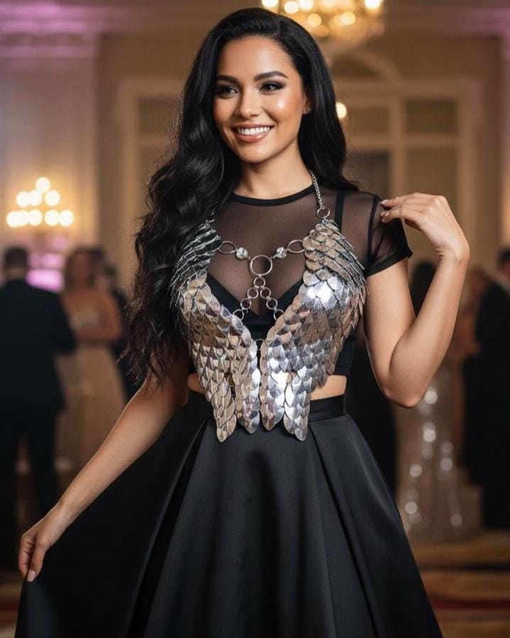 Halloween Festival Outfit Scalemail Corset Top, or Rave Viking, Dragon, Fairy Cosplay Costume, - QUALITY MADE in CANADA