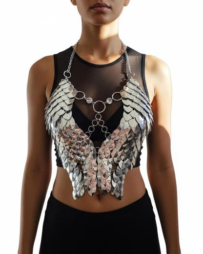 Halloween Festival Outfit Scalemail Corset Top, or Rave Viking, Dragon, Fairy Cosplay Costume, - QUALITY MADE in CANADA