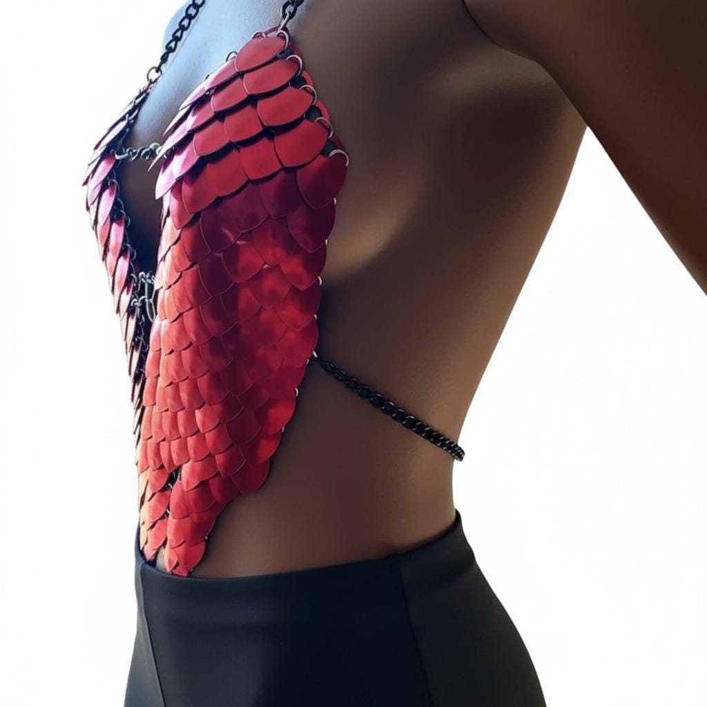 Halloween Festival Outfit Scalemail Corset Top, or Rave Viking, Dragon, Fairy Cosplay Costume, - QUALITY MADE in CANADA