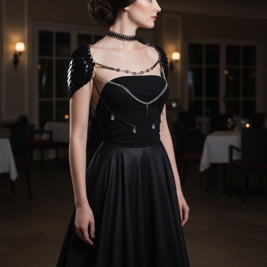 Halloween Viking, Dragon, Fairy Scalemail Cosplay Festival Outfit Shoulder Armor Rave Costume in Metal