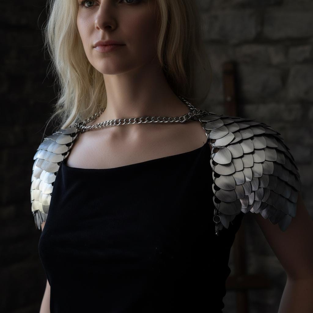 Halloween Viking, Dragon, Fairy Scalemail Cosplay Chainmail Festival Outfit Corset Rave Costume