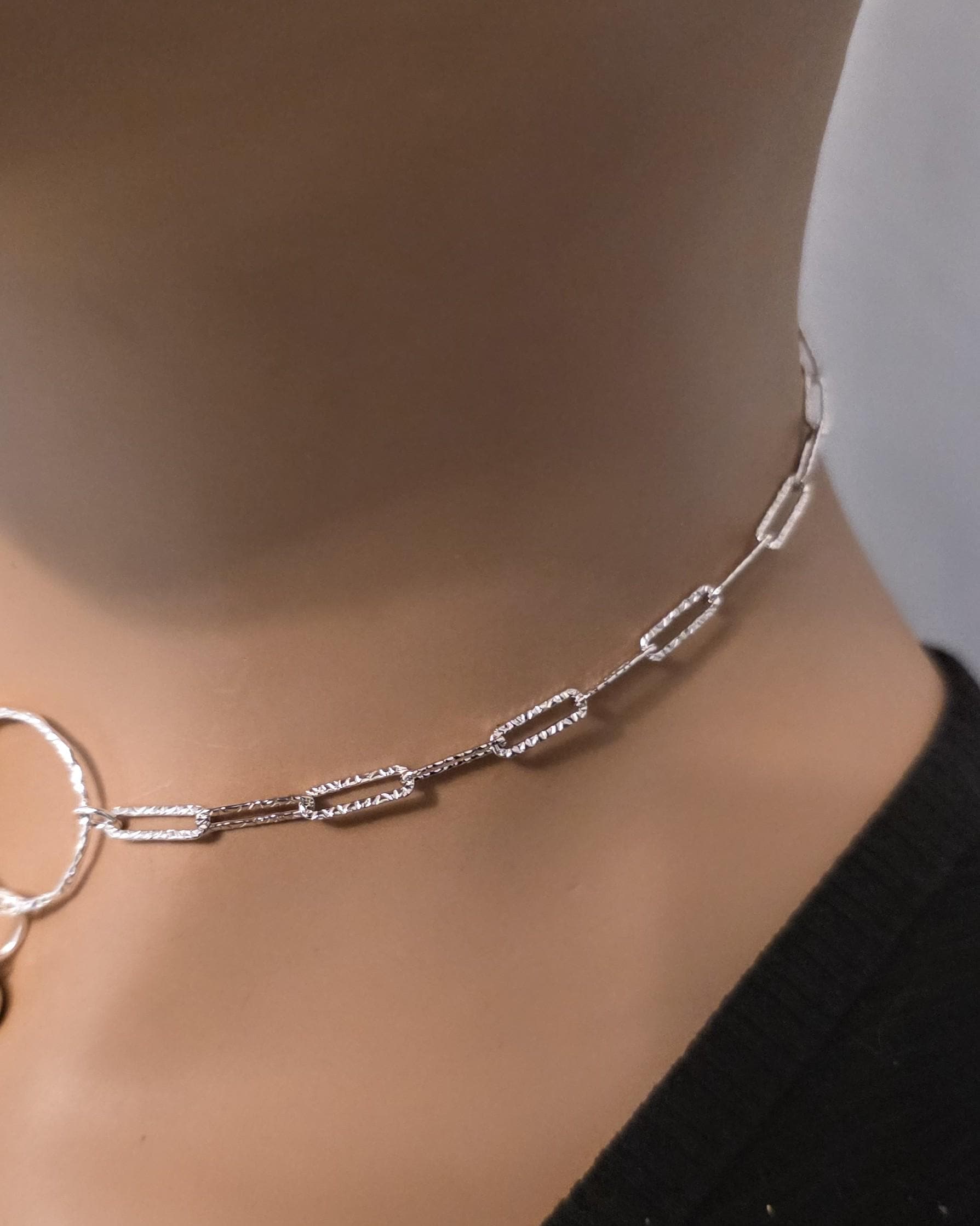 Sterling Silver Day Collar O Ring Necklace with Heart Charm, BDSM Romantic Partner Jewelry