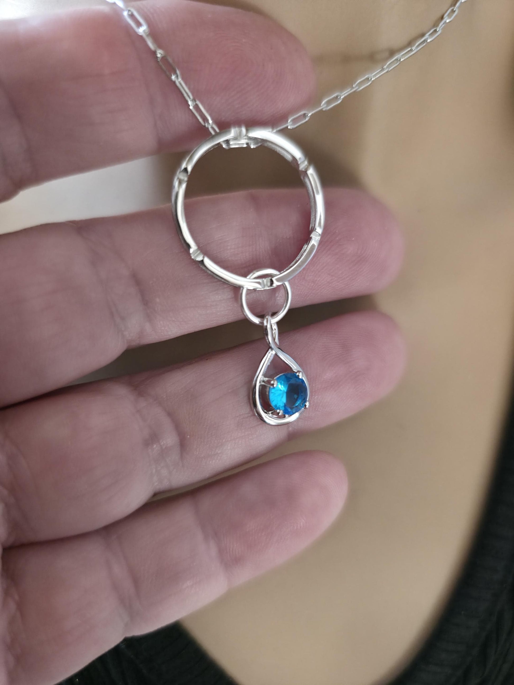 Sterling Silver Day Collar Necklace with Cubic Zirconia Charm, BDSM Romantic Partner Jewelry