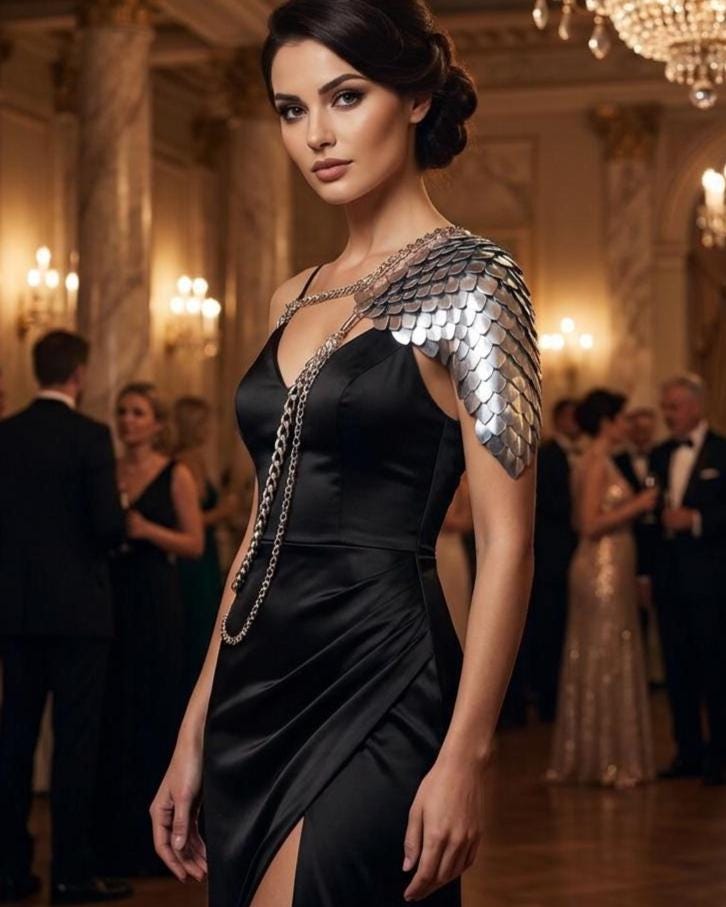 Viking, Dragon, Fairy Scalemail Cosplay Chainmail Renaissance Dress Festival Outfit Corset Shoulder Armor Rave Costume