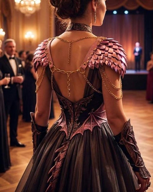 Halloween Viking, Dragon, Fairy Scalemail Cosplay Chainmail Festival Outfit Corset Shoulder Armor Rave Costume