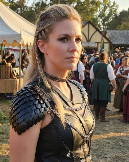 Halloween Viking, Dragon, Fairy Scalemail Cosplay Festival Outfit Shoulder Armor Rave Costume