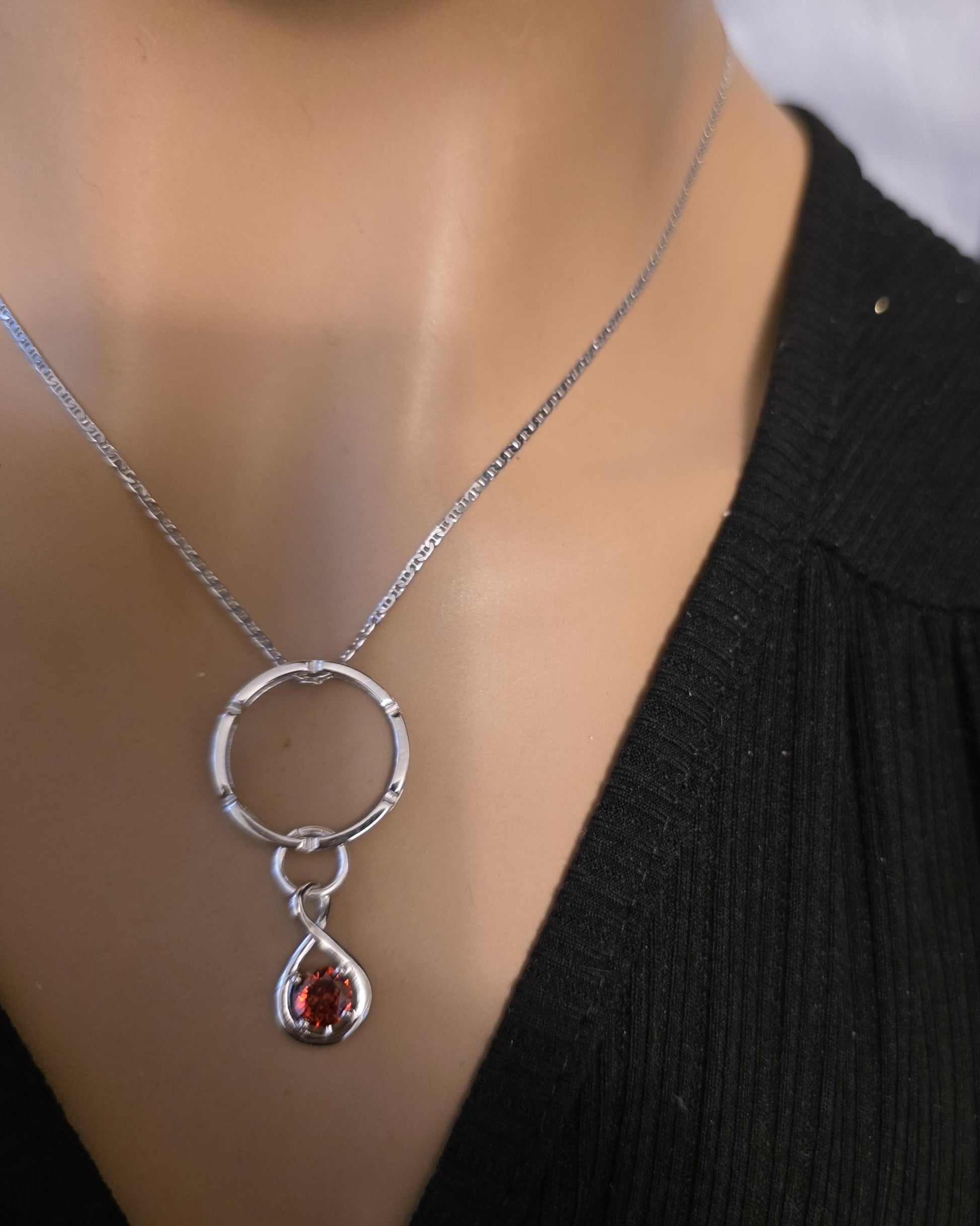 Sterling Silver 925 Day Collar Necklace with Cubic Zirconia Charm, BDSM Romantic Partner Jewelry