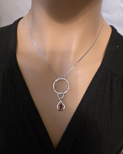 Sterling Silver 925 Day Collar Necklace with Cubic Zirconia Charm, BDSM Romantic Partner Jewelry