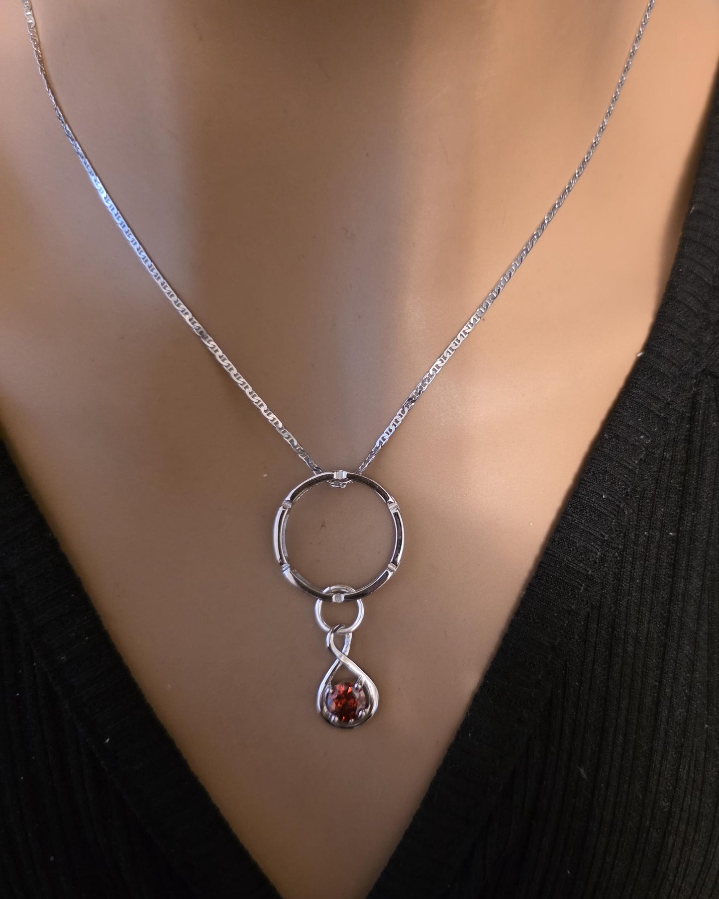 Sterling Silver 925 Day Collar Necklace with Cubic Zirconia Charm, BDSM Romantic Partner Jewelry