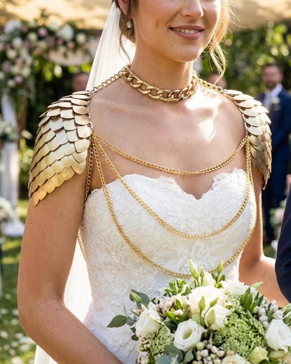 Halloween Viking, Dragon, Fairy Scalemail Cosplay Chainmail Festival Outfit Corset Shoulder Armor Rave Costume