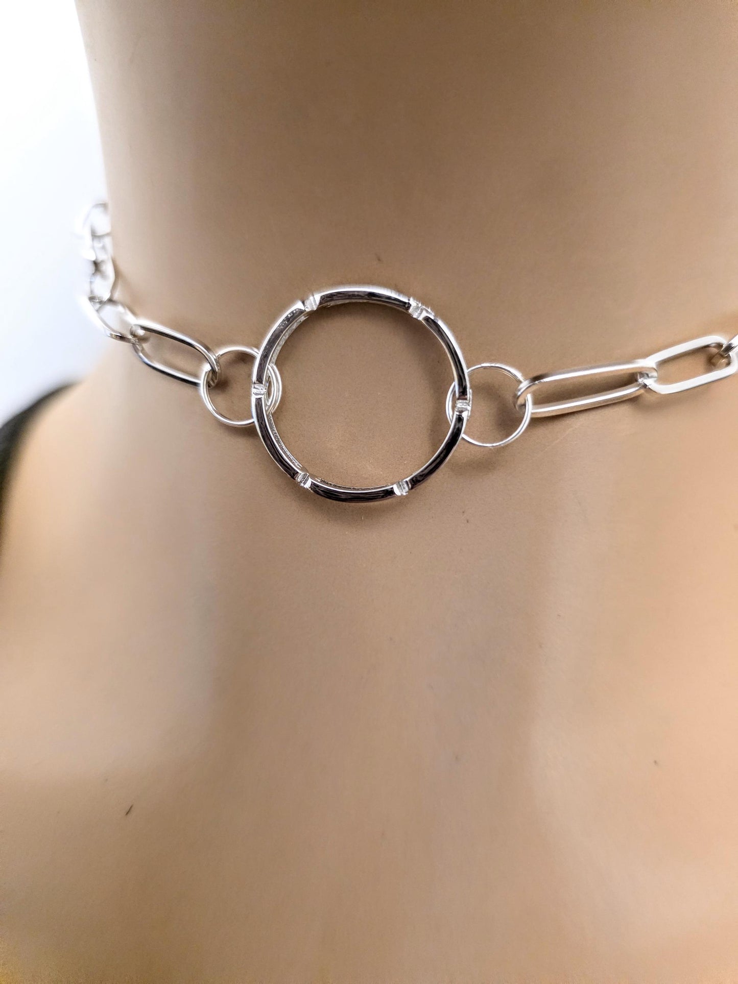 925 Solid Sterling Silver Day Collar Choker Necklace - Permanent Locking Option - Intimate Partner Jewelry