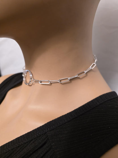 925 Solid Sterling Silver Day Collar Choker Necklace - Permanent Locking Option - Intimate Partner Jewelry