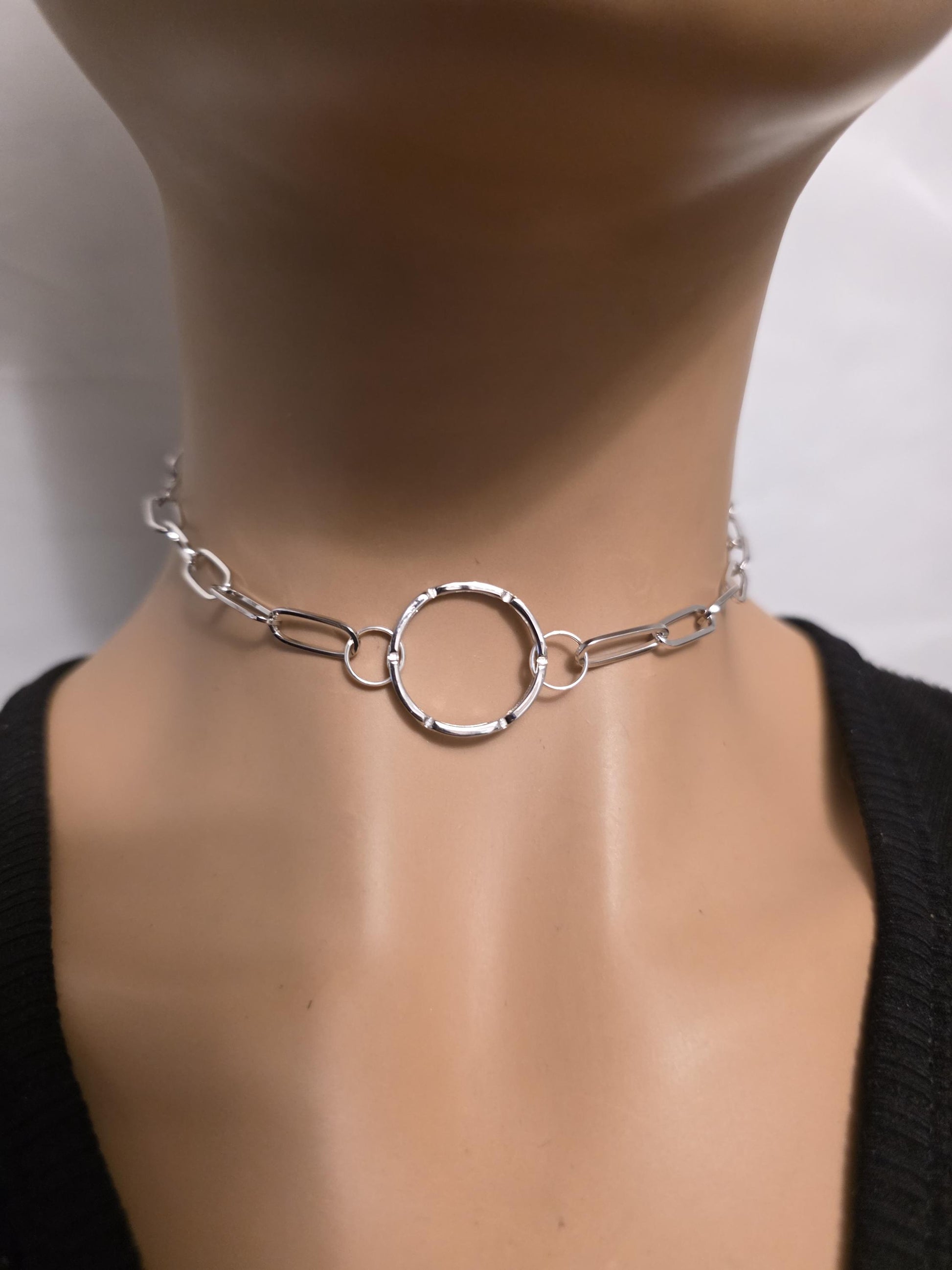 925 Solid Sterling Silver Day Collar Choker Necklace - Permanent Locking Option - Intimate Partner Jewelry