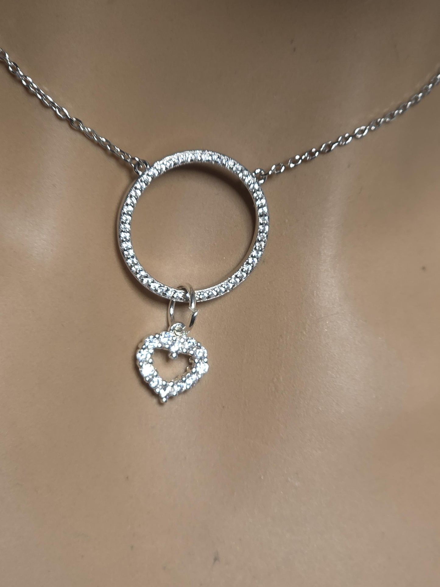 925 Solid Sterling Silver Cubic Zirconia Day Collar Choker Necklace - Locking Option - Intimate Partner Jewelry