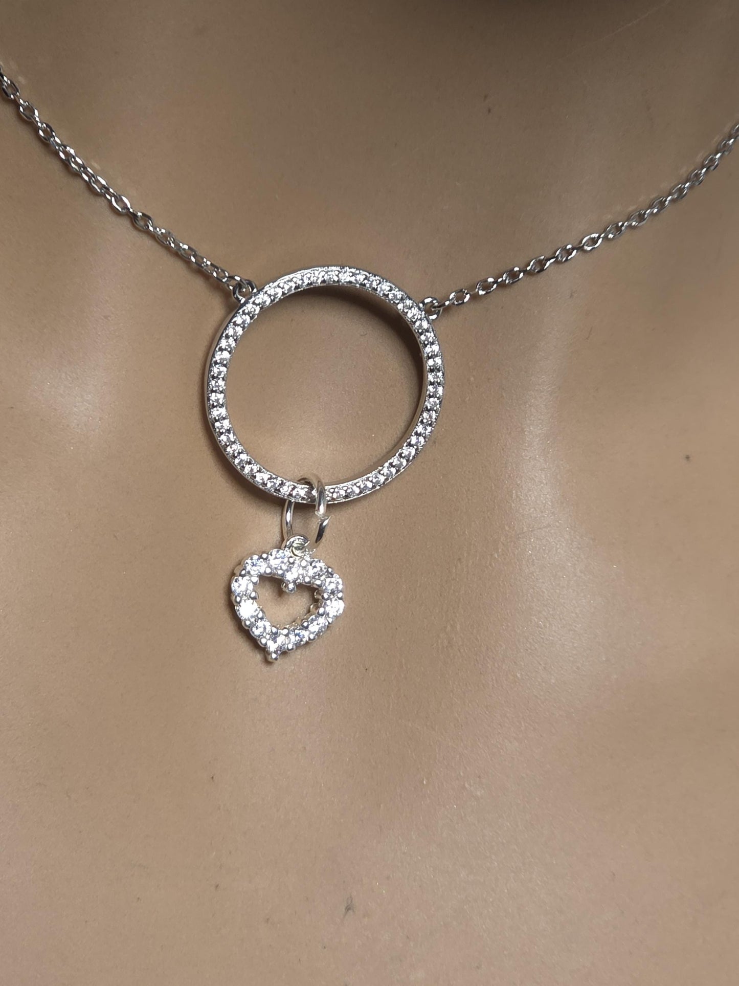 925 Solid Sterling Silver Cubic Zirconia Day Collar Choker Necklace - Locking Option - Intimate Partner Jewelry