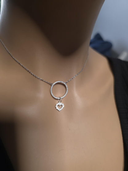 925 Solid Sterling Silver Cubic Zirconia Day Collar Choker Necklace - Locking Option - Intimate Partner Jewelry