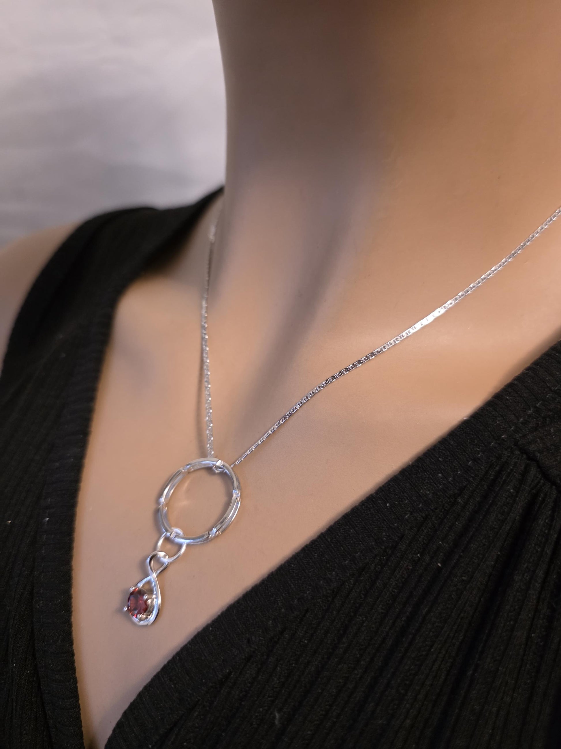 Sterling Silver 925 Day Collar Necklace with Cubic Zirconia Charm, BDSM Romantic Partner Jewelry