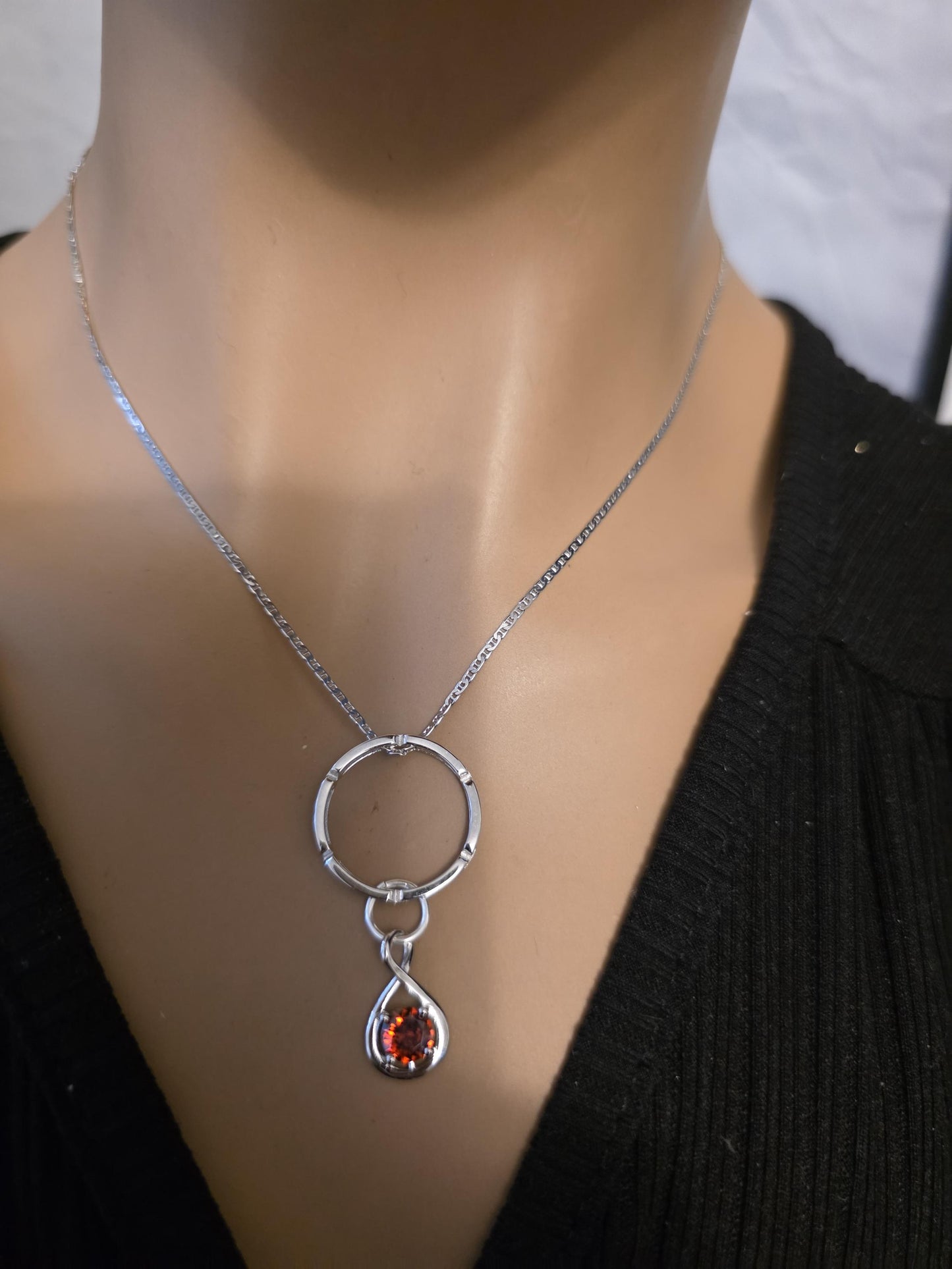 Sterling Silver 925 Day Collar Necklace with Cubic Zirconia Charm, BDSM Romantic Partner Jewelry