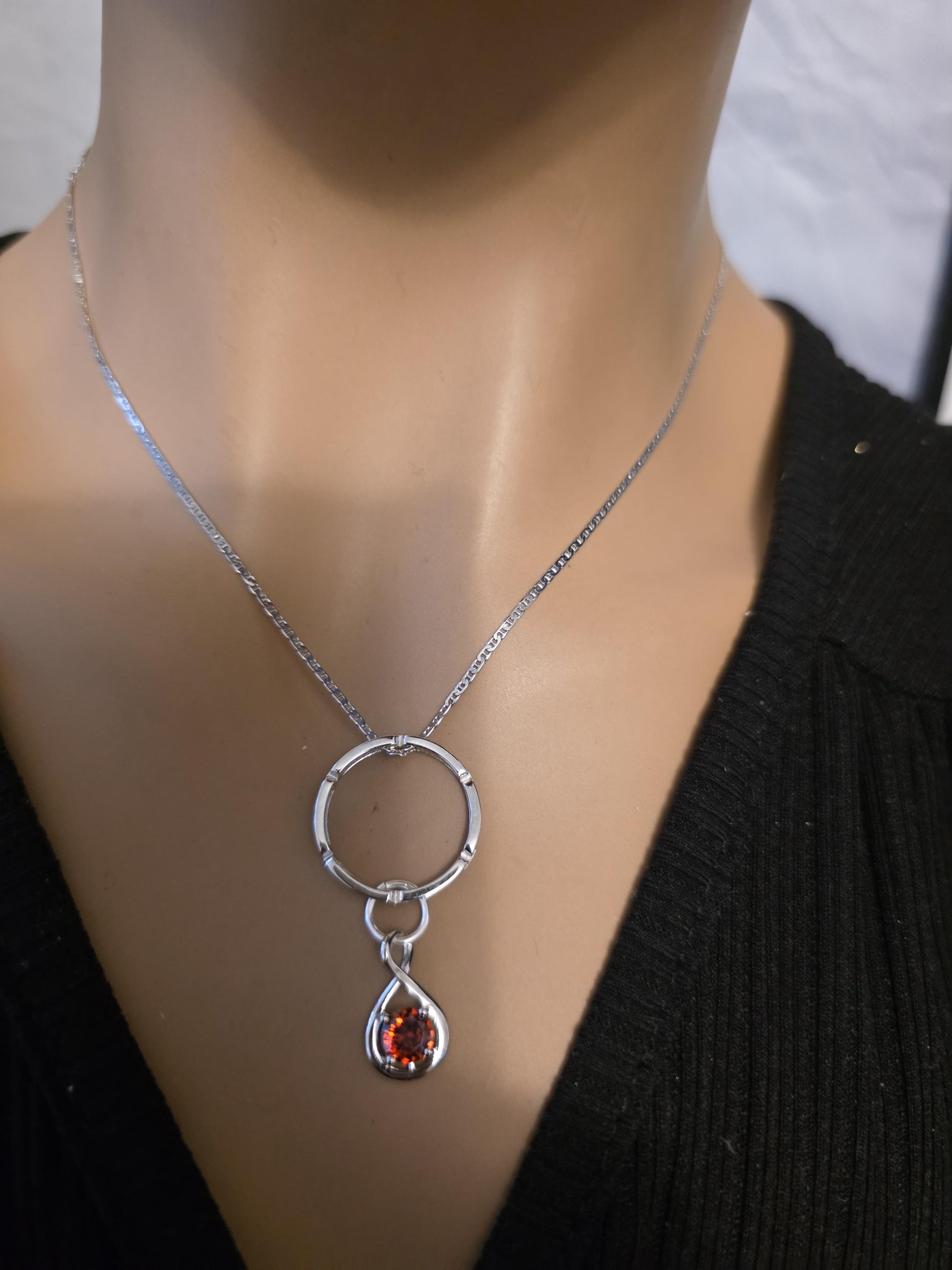 Sterling Silver 925 Day Collar Necklace with Cubic Zirconia Charm, BDSM Romantic Partner Jewelry