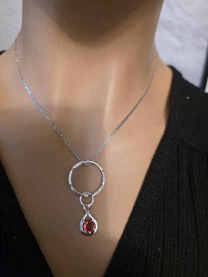 Sterling Silver 925 Day Collar Necklace with Cubic Zirconia Charm, BDSM Romantic Partner Jewelry