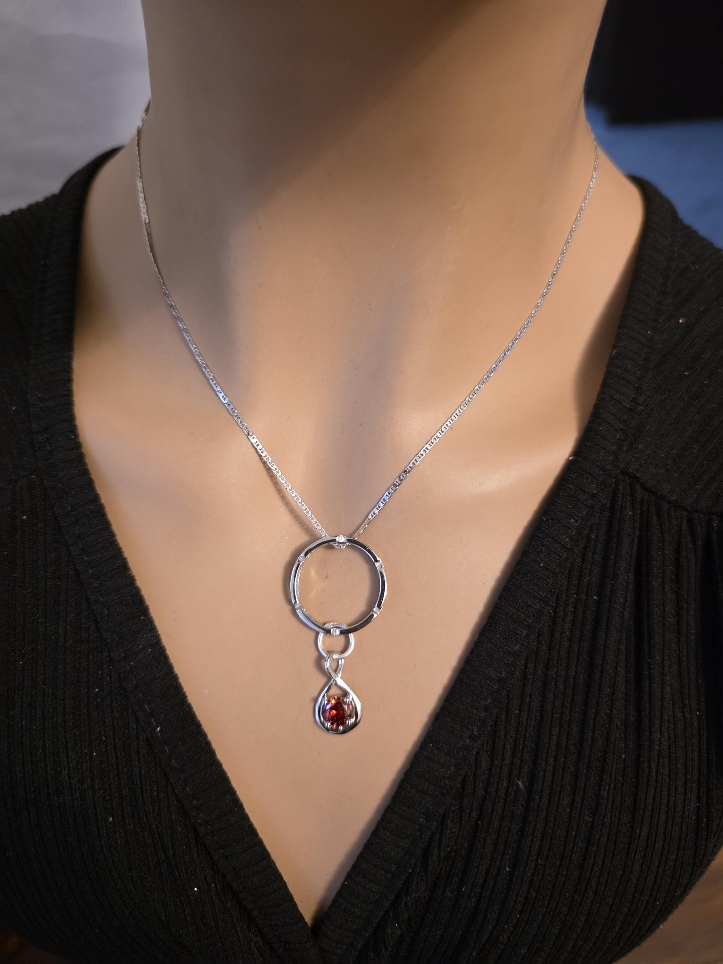 Sterling Silver 925 Day Collar Necklace with Cubic Zirconia Charm, BDSM Romantic Partner Jewelry