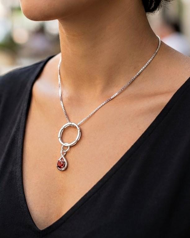 Sterling Silver 925 Day Collar Necklace with Cubic Zirconia Charm, BDSM Romantic Partner Jewelry