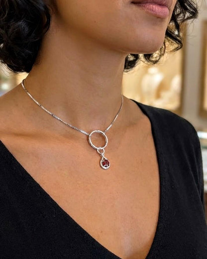 Sterling Silver 925 Day Collar Necklace with Cubic Zirconia Charm, BDSM Romantic Partner Jewelry