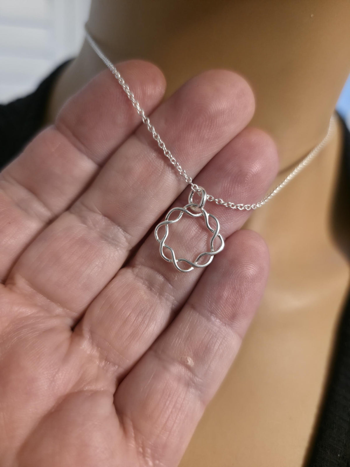 Sterling Silver Day Collar Choker Necklace Braided O Ring - Locking Option - Luxury Elegant Partner Jewelry